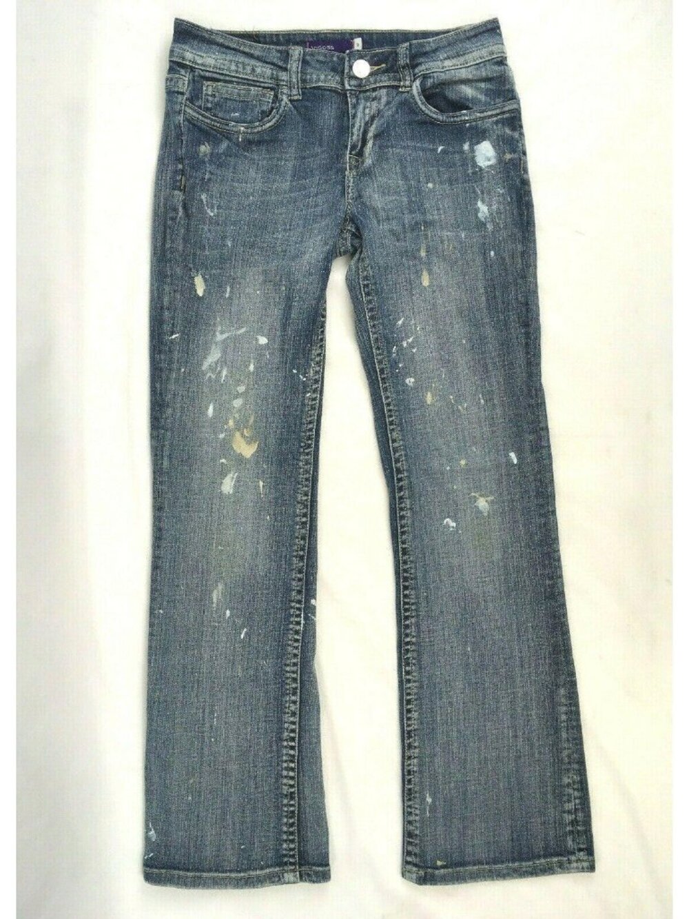 Vigoss New York Boot Splatter Distressed Grunge Jeans Juniors Size 5
